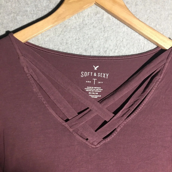 Womens American Eagle Blouse Soft and Sexy Purple Whimsigoth Summer Spring - Picture 3 of 6